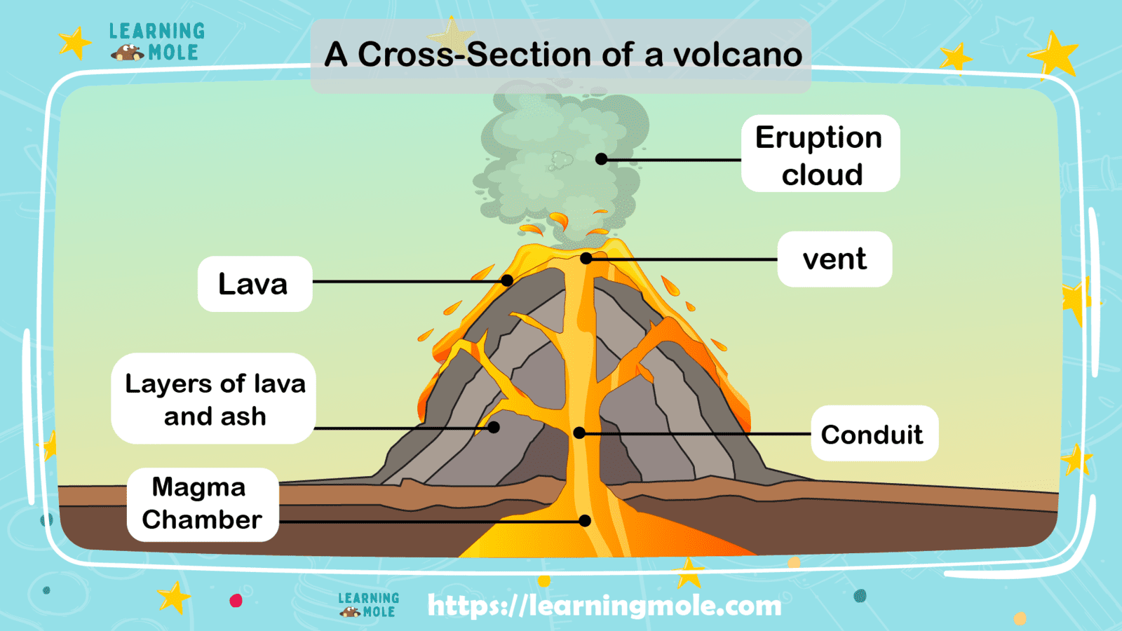Volcano Facts Diagram for Kids