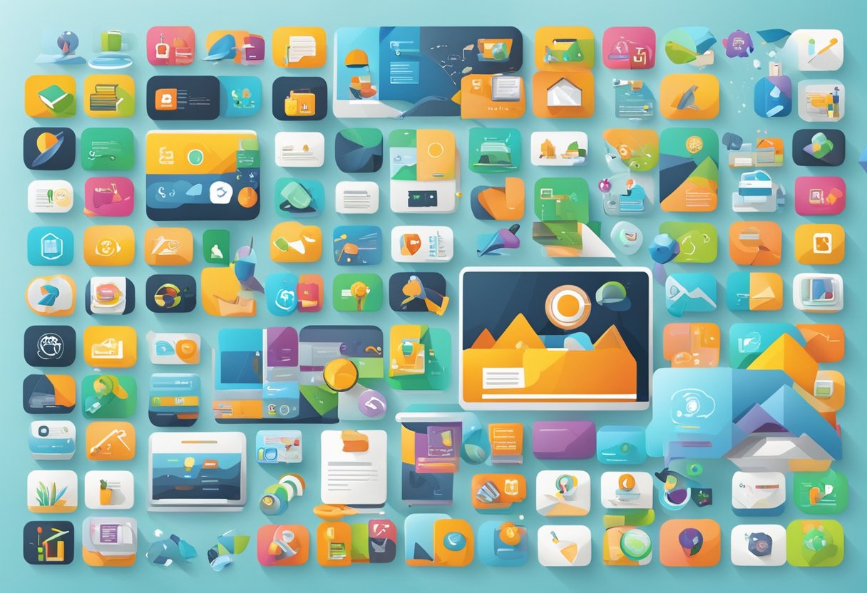 Vibrant website icons and app logos fill the screen, showcasing a variety of career exploration tools. The digital landscape is a mix of fun and educational resources