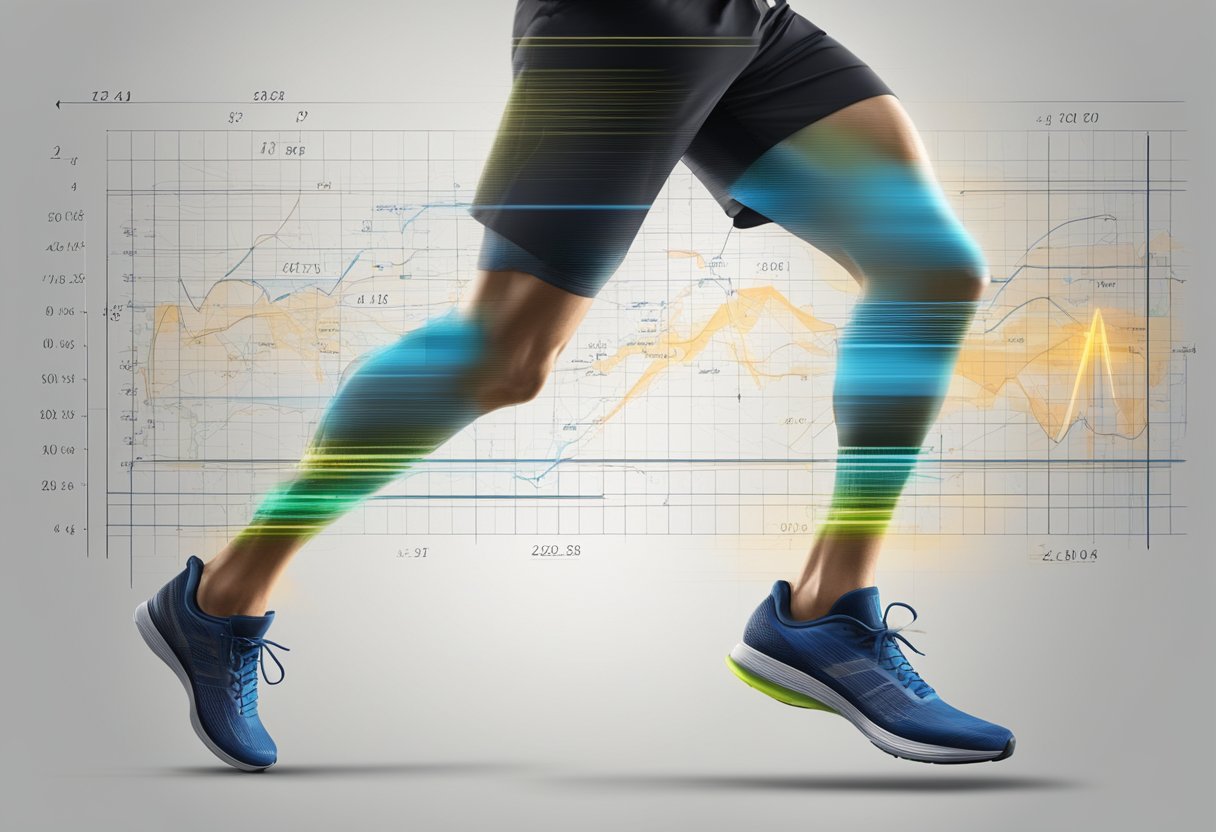 The Maths of Speed: Uncovering Your Running Speedy Pace Dynamics The Maths of Speed,running LearningMole A runner's legs in motion, showing the calculation of speed with numbers and equations in the background