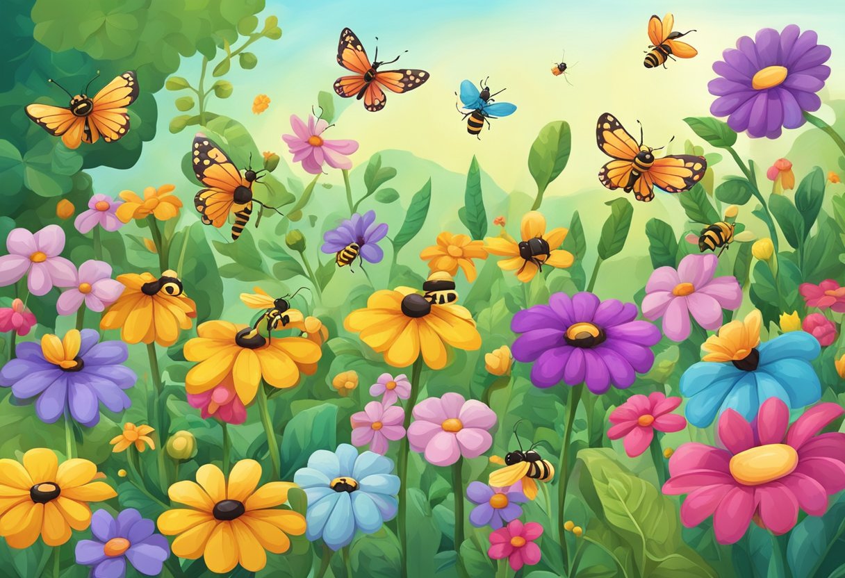 Maths in the Garden: Counting Flowers and Bugs for Fun Outdoor Learning Maths in the Garden,count LearningMole Colorful garden with blooming flowers and buzzing bugs. Count the vibrant petals and spot the busy insects for a fun math activity