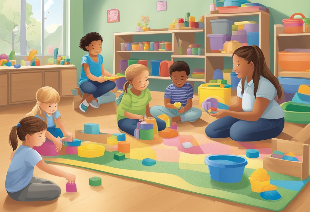 Children explore sensory materials in a safe, supervised environment. Various textures, colors, and scents engage their senses. A teacher observes and guides the play
