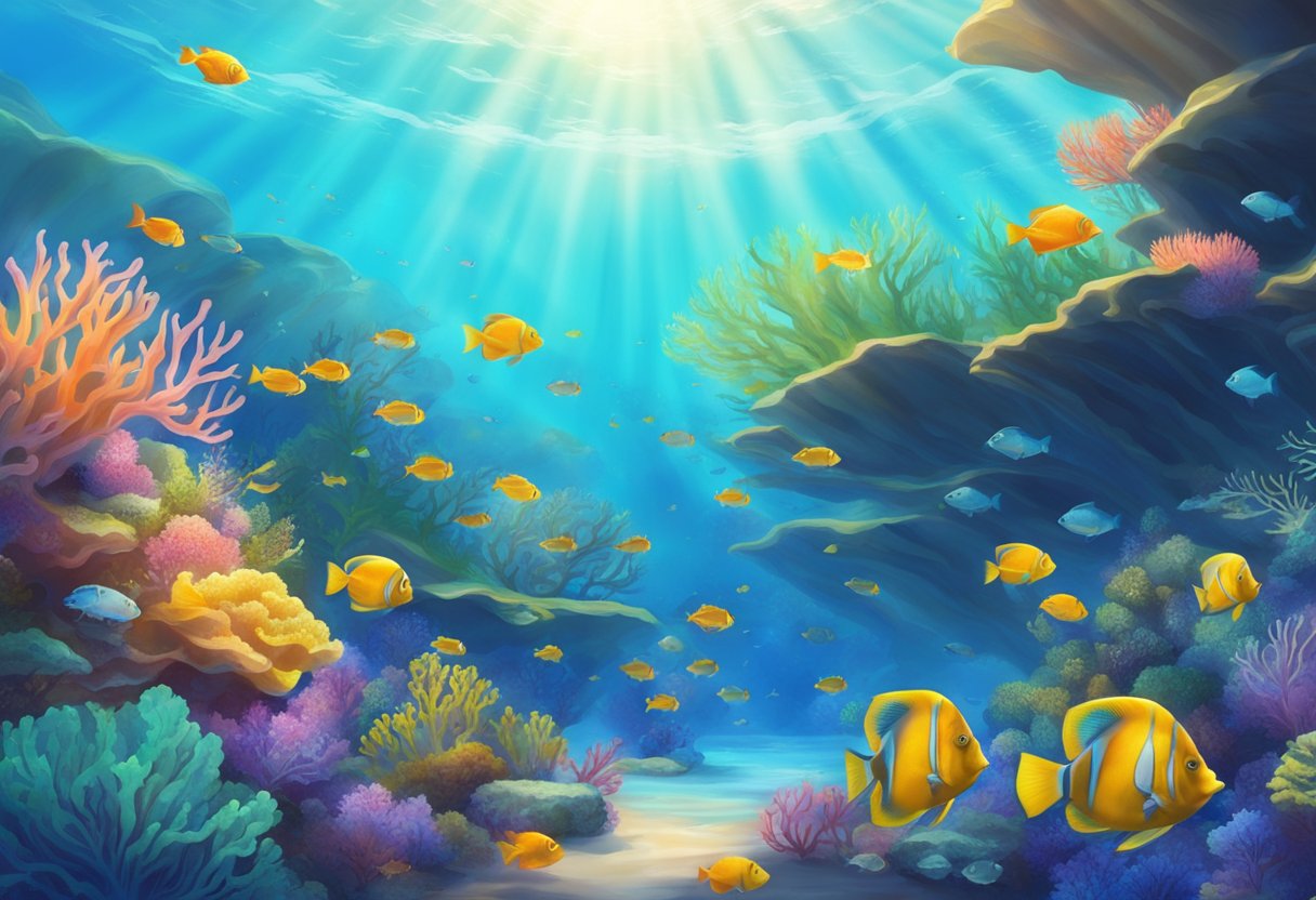 Under the Sea: Exploring The Brilliant Marine Life Probabilities and Their Mysteries Under the Sea LearningMole Vibrant coral reefs teeming with colorful fish and swaying seaweed, illuminated by rays of sunlight filtering through the clear blue water