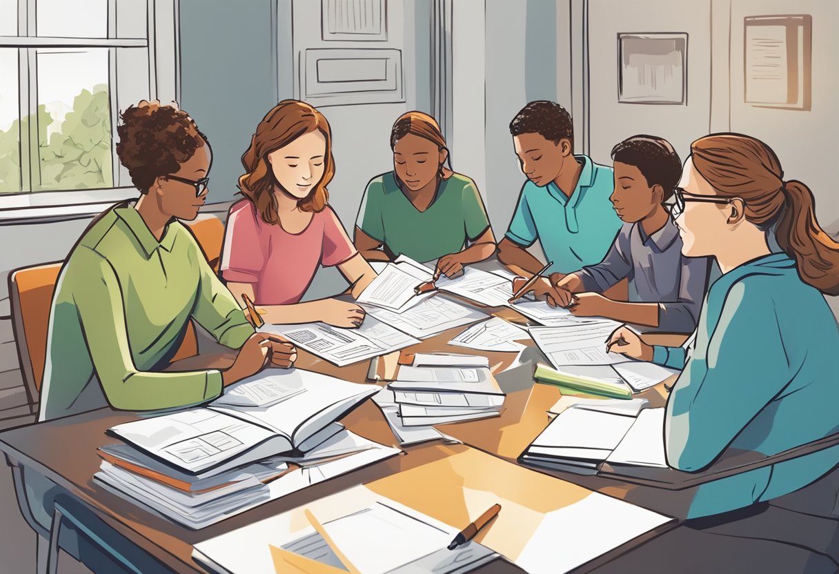 IEP Process Explained: Empowering Parents & Students IEP process, IEP LearningMole A group of educators and parents sit around a table, discussing and planning a student's Individualized Education Program. Papers, charts, and pens are scattered across the table as they work together to make educational decisions