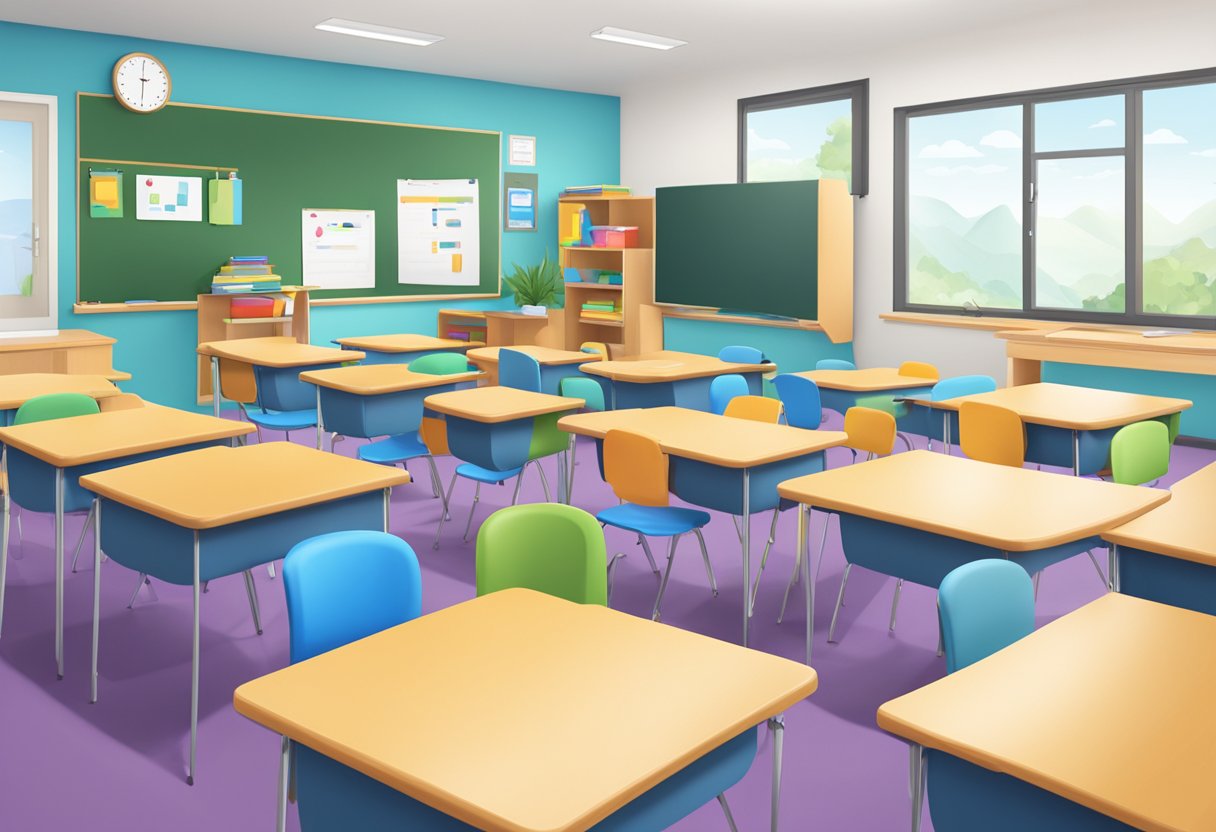 A classroom with visual aids, clear signage, and digital communication tools for parents and teachers of SEN children