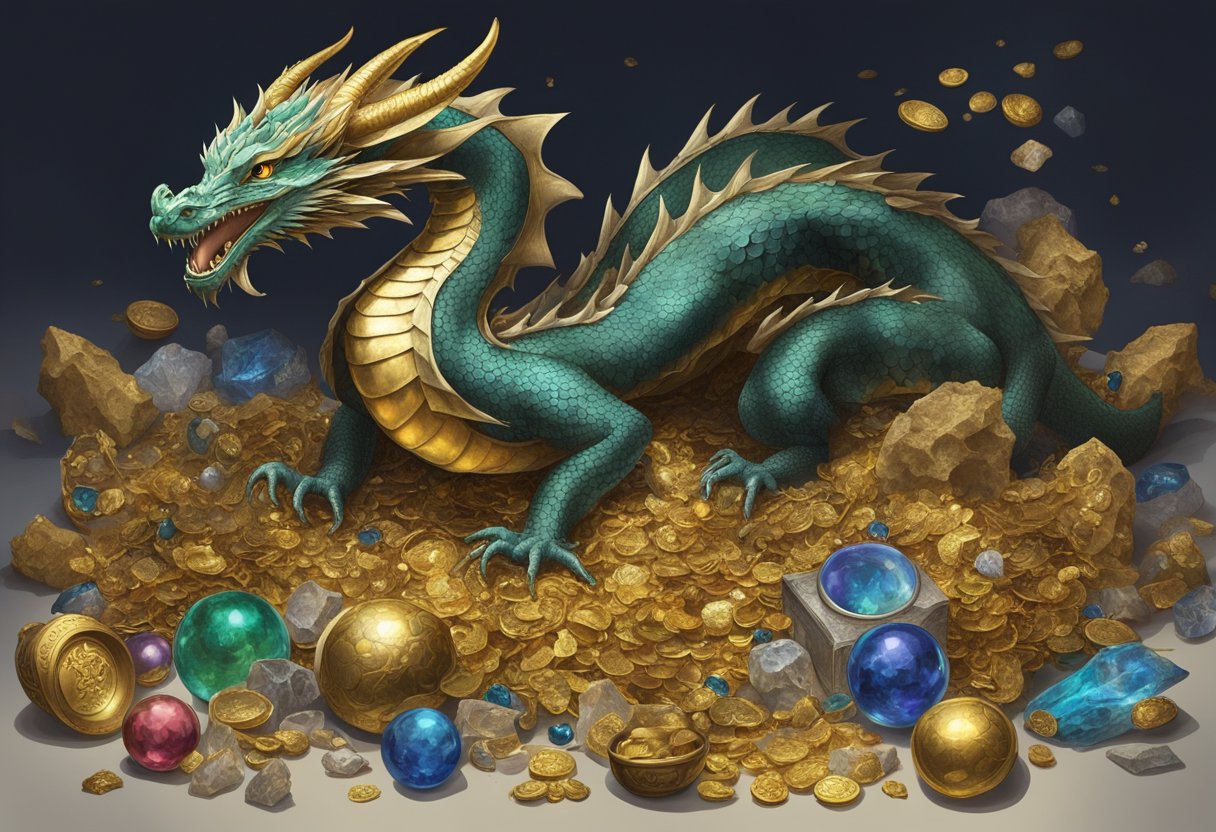 Dragon's Hoard: Treasure Hunting with Maths – Uncovering the Secrets of Wealth through Numbers Dragon's Hoard LearningMole A dragon's hoard spills gold, jewels, and ancient artifacts, surrounded by awe-struck onlookers. The treasure gleams in the dim light, hinting at the cultural impact of the dragon's legendary collection