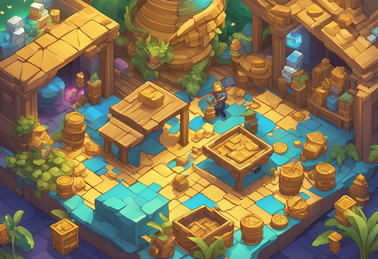 Dragon's Hoard: Treasure Hunting with Maths – Uncovering the Secrets of Wealth through Numbers Dragon's Hoard LearningMole Players solving math puzzles in a vibrant virtual world, surrounded by treasure chests and dragons. The community collaborates and competes, fostering engagement and excitement