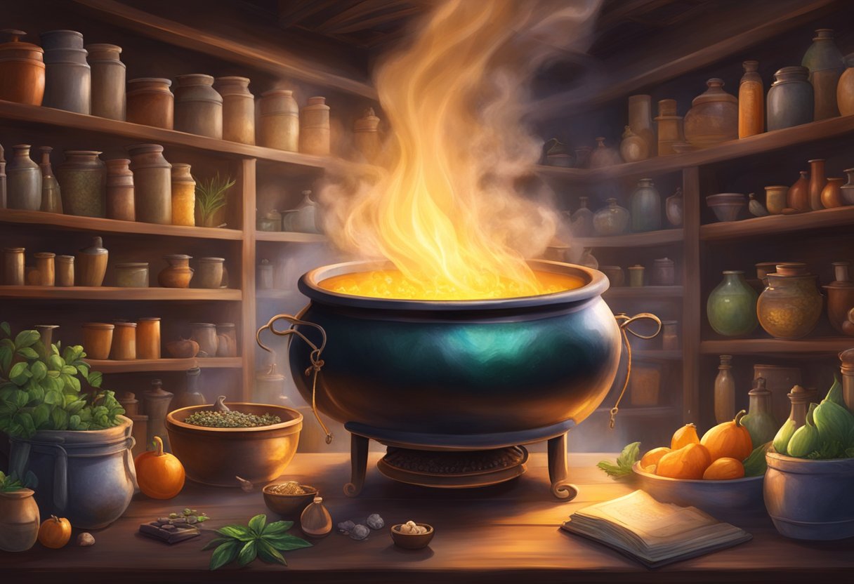 Witch's Brew: Probability in Potion Making and its Impact on Successful Concoctions Witch's Brew, love potion, Ingredients LearningMole A bubbling cauldron emits a mystical glow, surrounded by shelves of exotic ingredients and ancient spellbooks. Wisps of smoke curl around the room, carrying the scent of herbs and magic