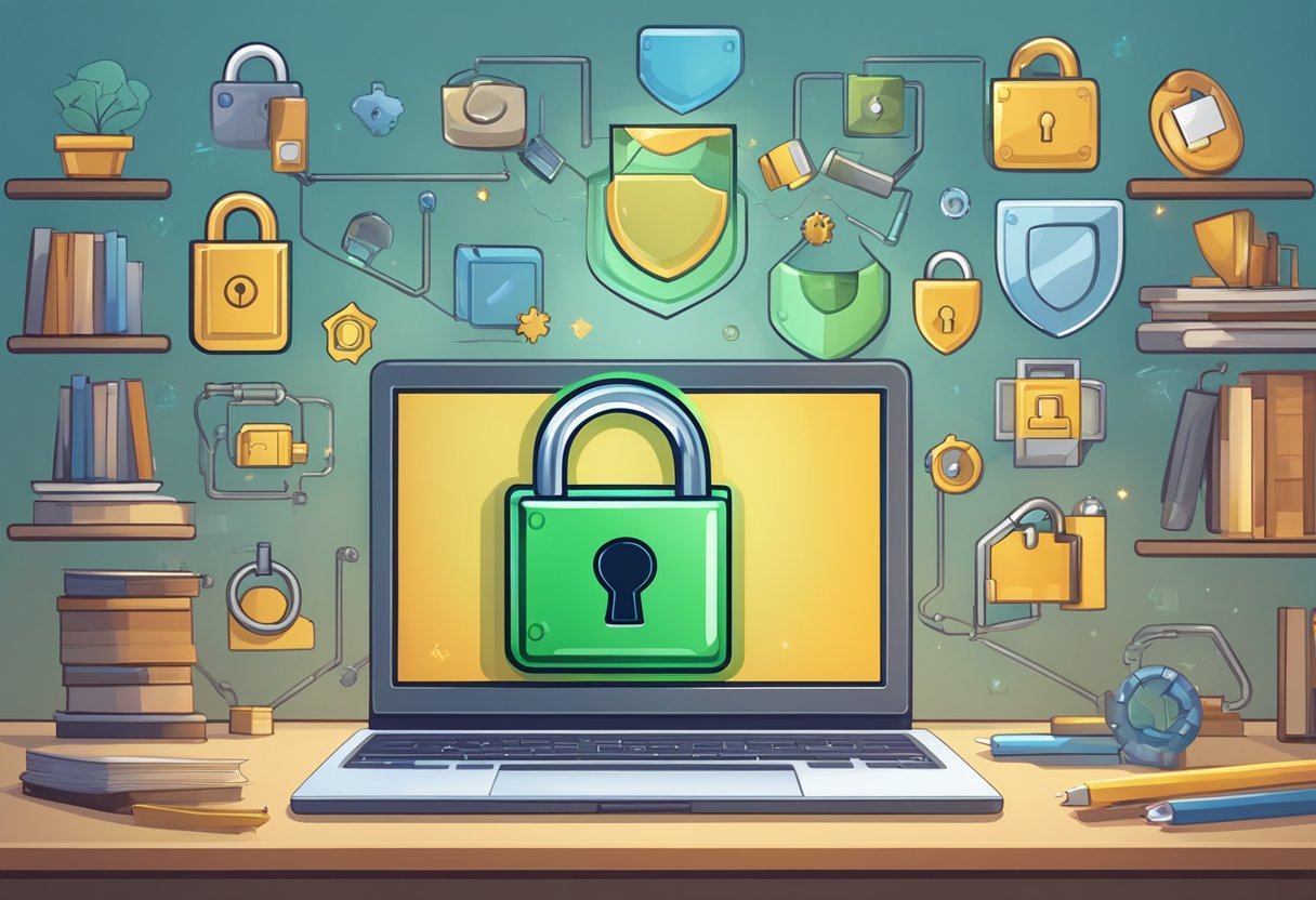 Teaching Kids About Online Safety: Essential Tips for Parents and Educators Online Safety,Social Media,Digital Citizenship,LearningMole LearningMole A padlock icon symbolizing security and privacy settings, surrounded by a shield and lock symbols. A computer screen displays a child-friendly online safety lesson