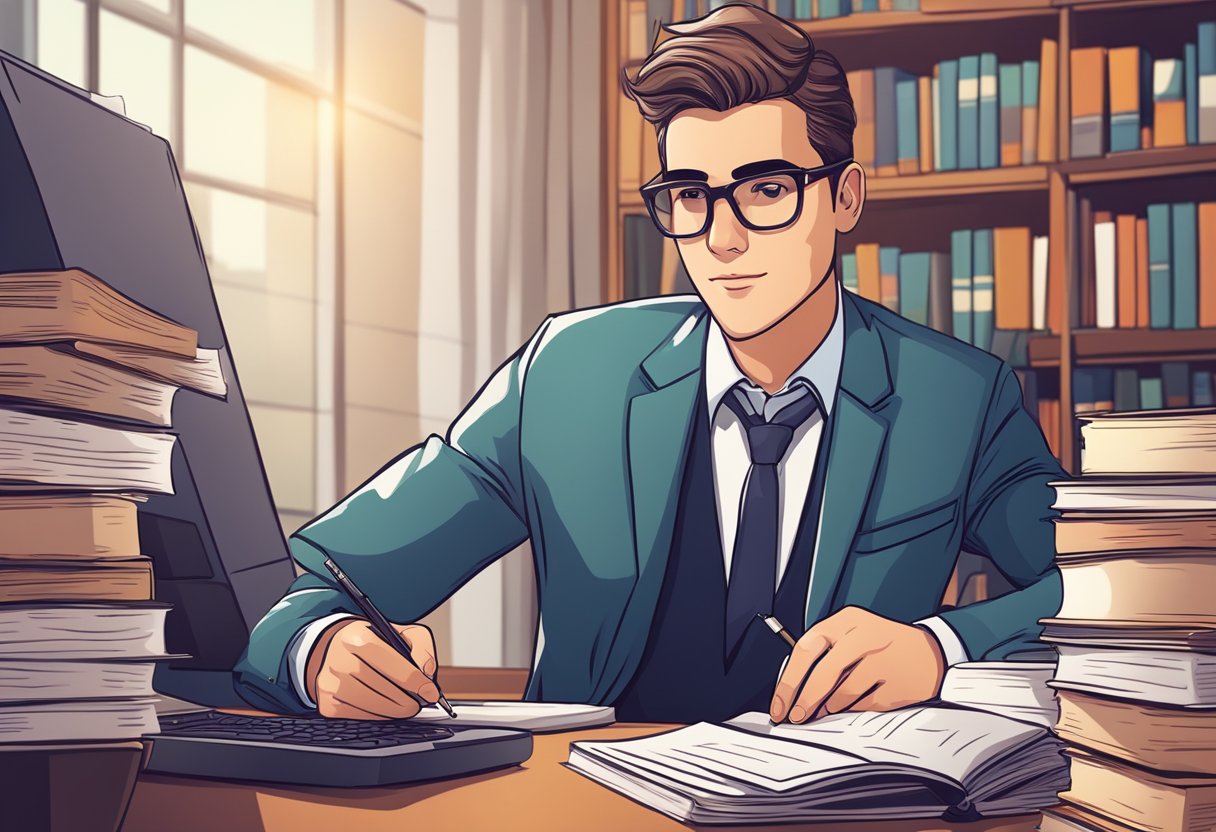 Legal Basics Every Young Entrepreneur Should Know: Essential Startup Guidance Young Entrepreneur,business LearningMole A young entrepreneur reviewing legal and financial documents with a lawyer, surrounded by books and a computer