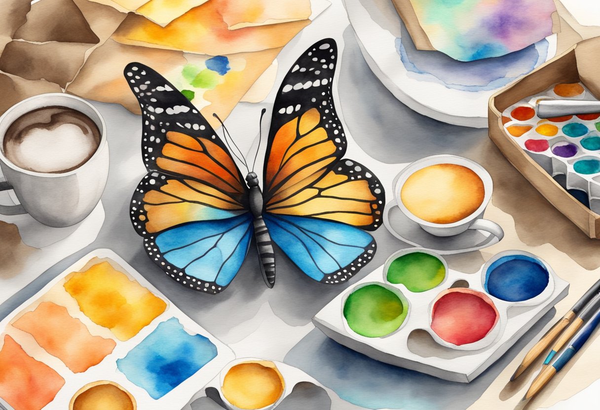 Watercolour Coffee Filter Butterflies: A Creative Fusion of Science and Craft Watercolour LearningMole A table with watercolor paints, coffee filters, and butterfly cutouts. A blending of science and art materials ready for use