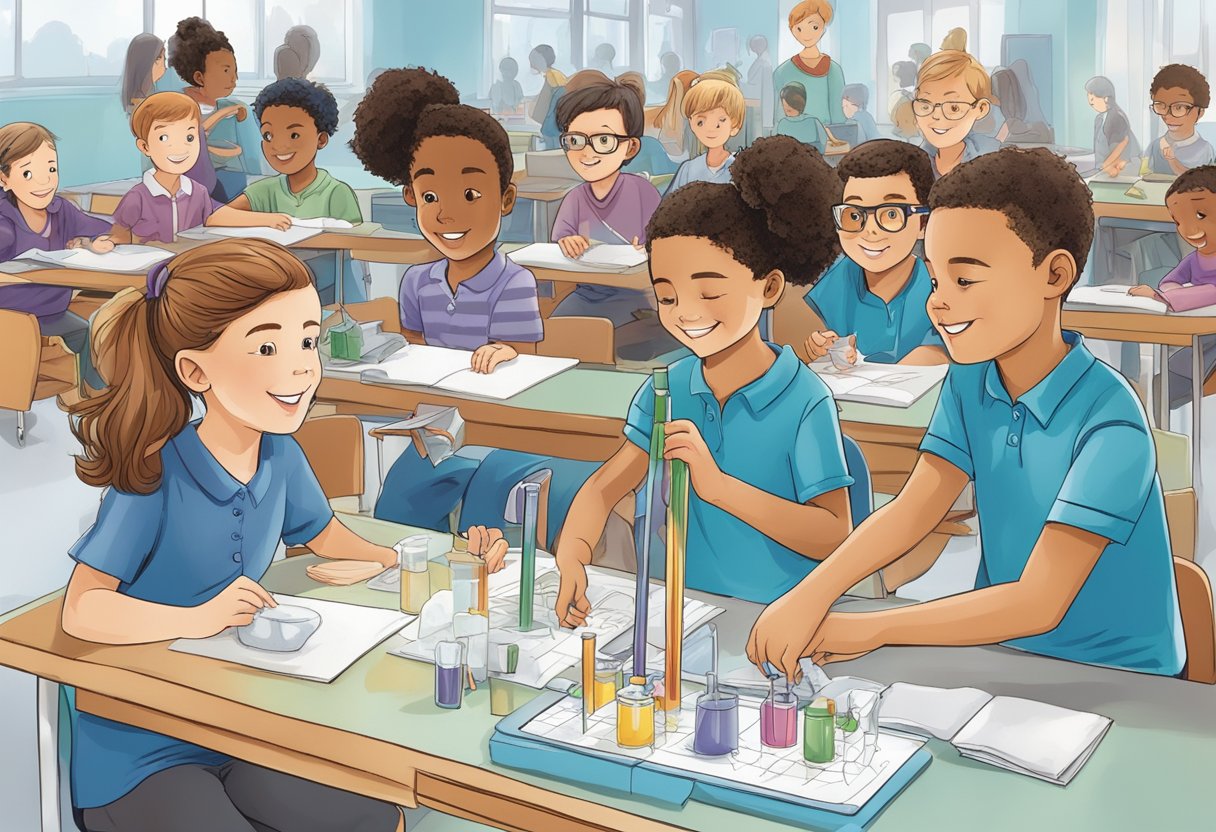 A group of young students engage in various learning activities, each tailored to their unique learning styles. They are immersed in hands-on experiments, visual demonstrations, and auditory exercises, all designed to build their confidence in their individual learning abilities