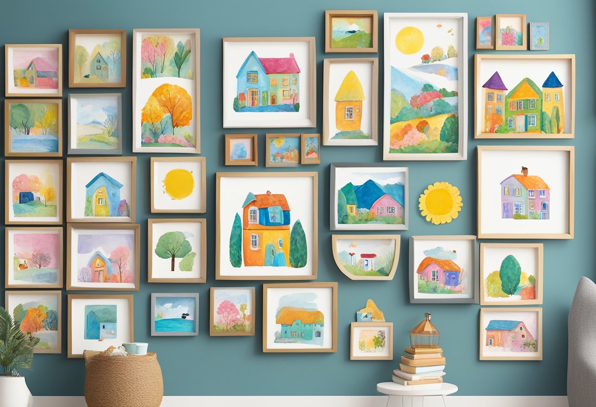 How to Create a Mini Art Gallery at Home with Your Child Art Gallery, art at home, artwork, painting LearningMole A colorful array of children's artwork adorns the walls of a cozy home, displayed in mini frames and arranged in a playful and imaginative manner