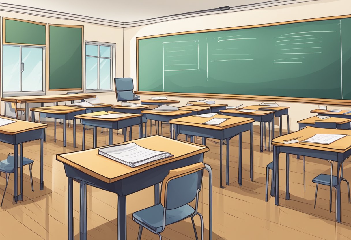 Post-Test Review: Enhancing Exam Performance by Analysing Errors Post-Test Review, exam LearningMole A classroom with empty desks and a stack of graded tests on the teacher's desk. A student's test paper is marked with corrections and notes