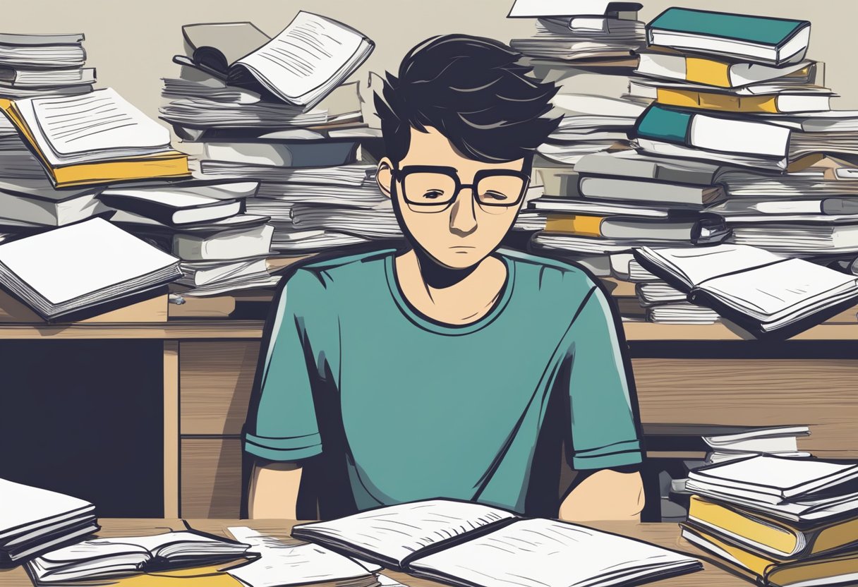 Post-Test Review: Enhancing Exam Performance by Analysing Errors Post-Test Review, exam LearningMole A student's desk cluttered with textbooks, notes, and a marked test paper. The student looks frustrated, but determined to learn from their mistakes for future exams