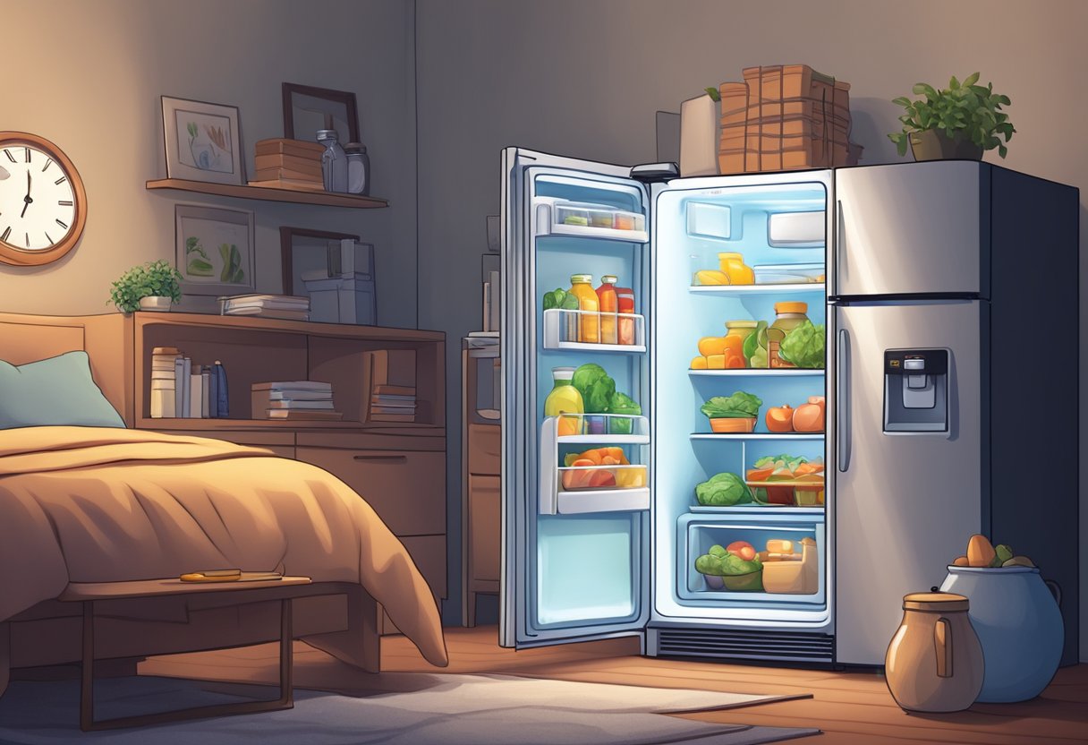 Nutrition and Sleep: Their Impact on Student Test Performance and Well-being Nutrition and Sleep,test,exam,study LearningMole A well-stocked fridge and pantry next to a cozy bed with a book and Nutrition and Sleep