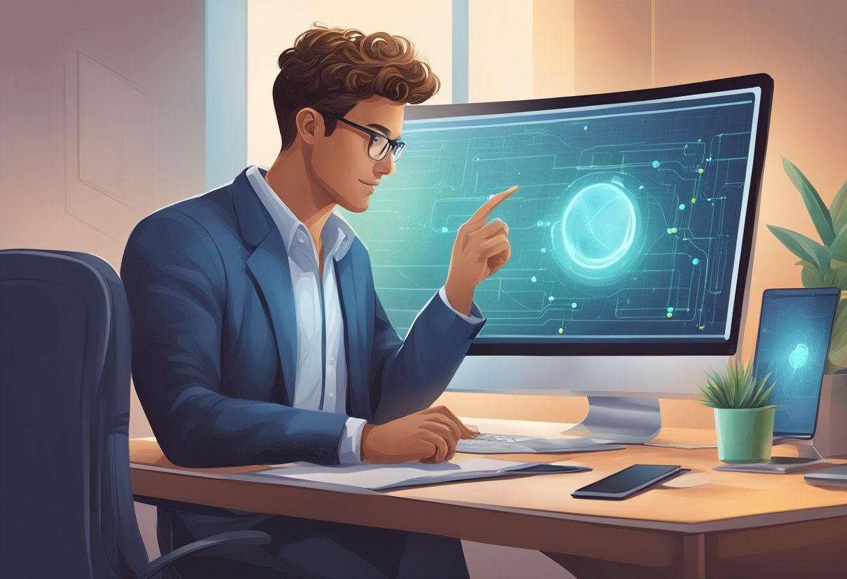 A young entrepreneur receives guidance on technology from a mentor, symbolizing the intersection of technology and mentorship in nurturing future leaders