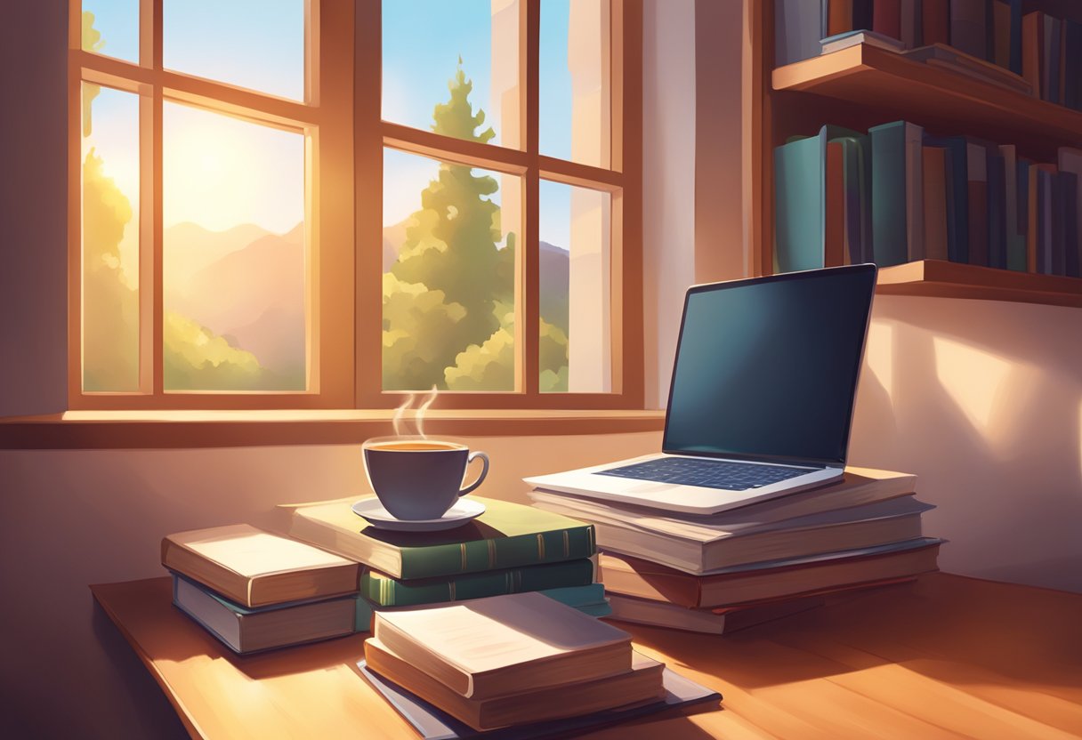 Learning from Downtime: The Critical Role of Rest in Student Schedules downtime, student LearningMole A cozy study nook with a stack of books, a laptop, and a cup of tea. Sunlight streams in through a window, casting a warm glow on the peaceful scene