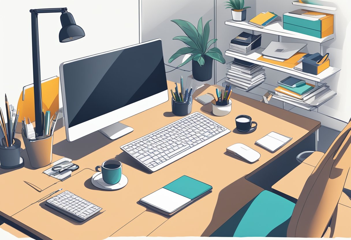 A well-lit desk with organized supplies, ergonomic chair, and a clutter-free environment to Study Space