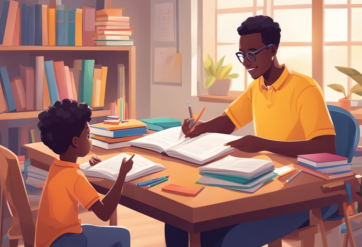 Parental Support for Recognising and Developing Learning Styles at Home Parental Support, learning style, education LearningMole A parent sits at a desk with a child, pointing to different study materials. The child is engaged and focused, surrounded by books and school supplies