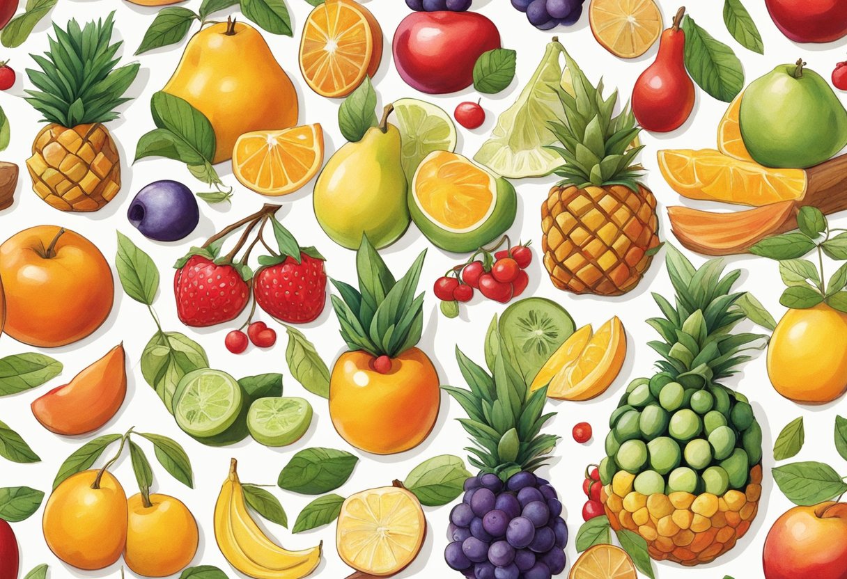 A colorful array of fruits, spices, and herbs fill the room with their sweet and savory scents. A variety of textures and shapes invite exploration and play