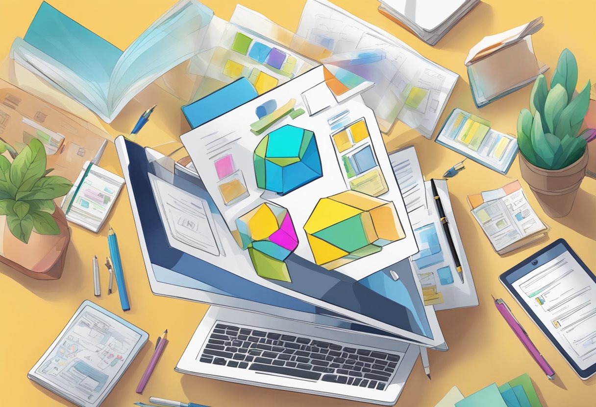 A digital portfolio displayed on a tablet, showcasing various student work aligned with Common Core standards