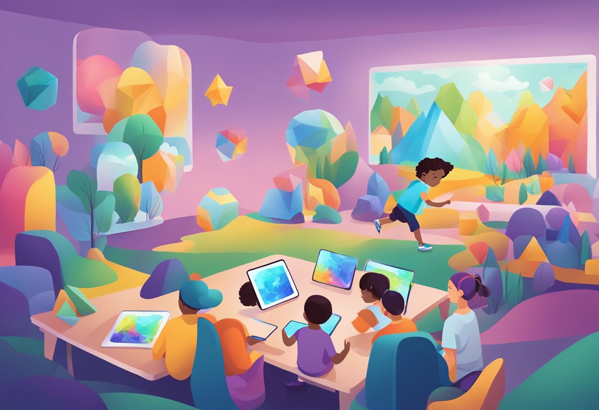 Creative Arts Apps for Kids: Unleash Imagination with Digital Tools Creative arts apps,Digital Tool,Imagination,Kids LearningMole Children using tablets to explore interactive art apps, creating colorful and imaginative digital masterpieces. Technology seamlessly integrates with their creative process