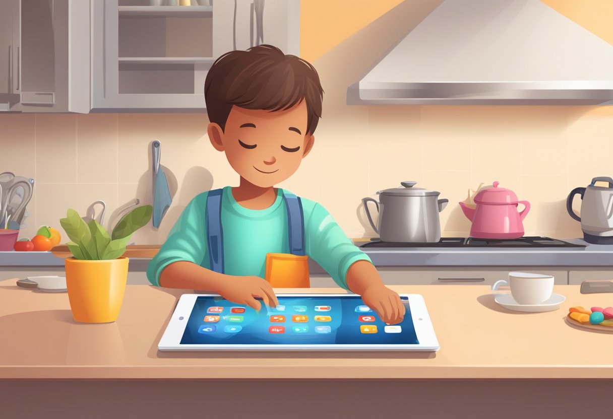 Choosing Safe and Effective Apps for Children: A Parent’s Guide for Digital Playgrounds Apps for Children,Michelle Connolly,classroom,LearningMole LearningMole A child's hand reaching for a tablet on a kitchen counter. A parent's hand selecting educational apps. A clock on the wall shows it's morning