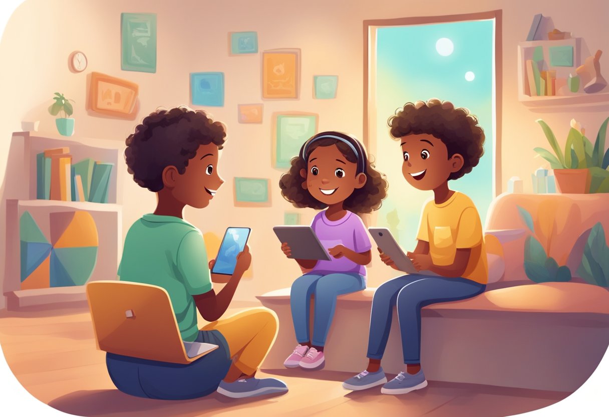 Choosing Safe and Effective Apps for Children: A Parent’s Guide for Digital Playgrounds Apps for Children,Michelle Connolly,classroom,LearningMole LearningMole Children happily engage with educational apps, showing curiosity and excitement. Parents observe from a distance, feeling reassured by the safe and enriching content