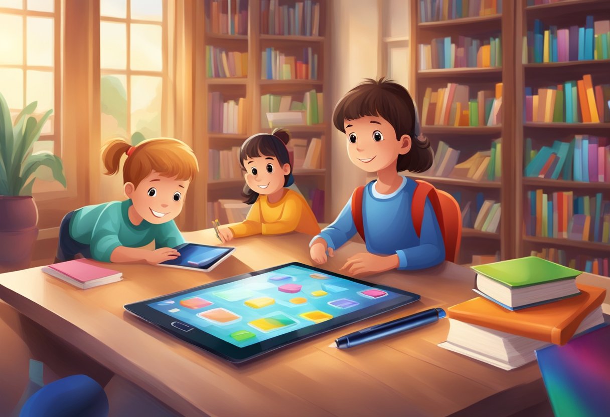Choosing Safe and Effective Apps for Children: A Parent’s Guide for Digital Playgrounds Apps for Children,Michelle Connolly,classroom,LearningMole LearningMole Children using educational apps on tablets in a safe and comfortable environment, surrounded by books and learning materials