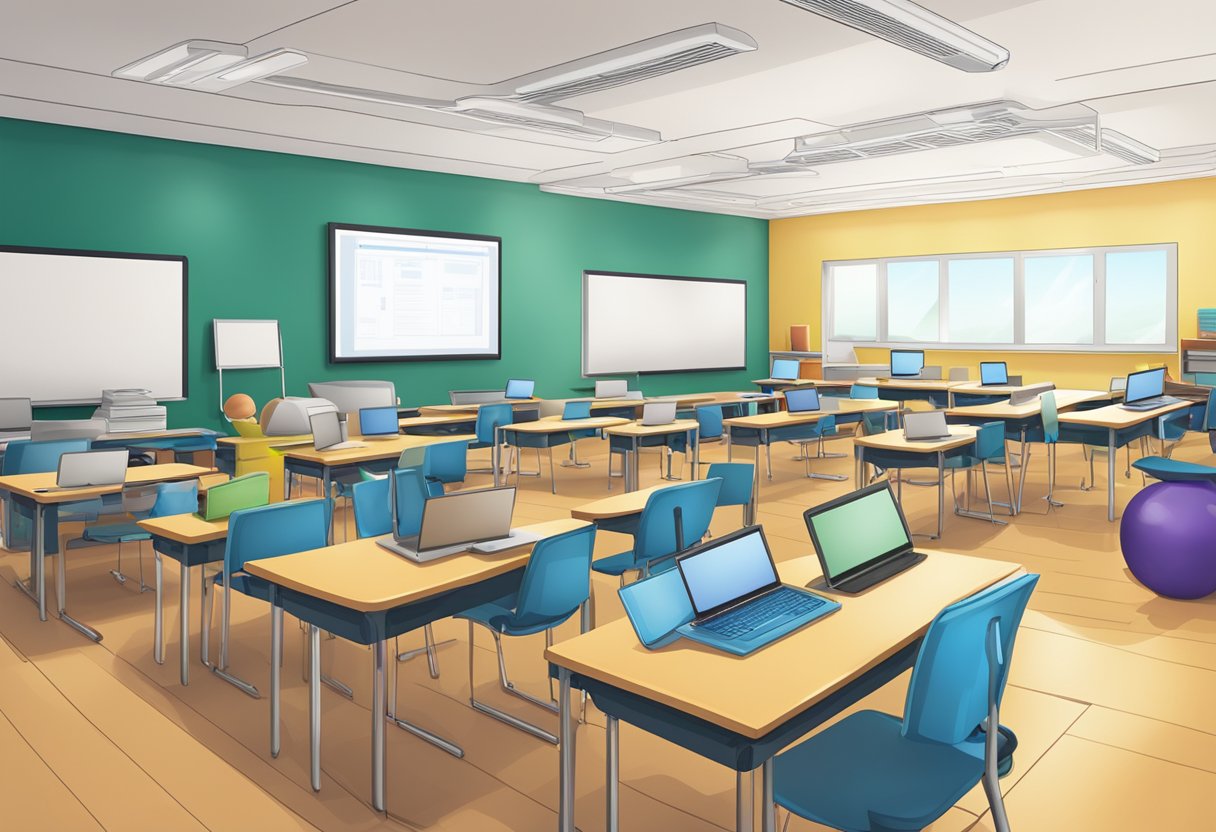 How Teachers Can Integrate Educational Software: Daily Lesson Enhancement Tips Educational Software, Michelle Connolly LearningMole A classroom with laptops and tablets integrated into lessons, showing personalized learning with educational software