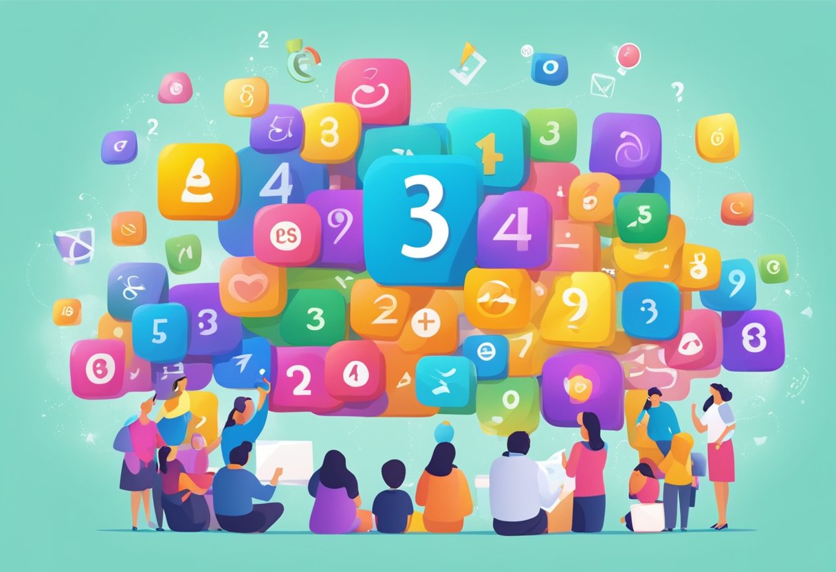 Educational Apps for Enhancing Mathematical Skills in Kids: A Guide to Fun Learning Educational Apps,Mathematic LearningMole Brightly colored educational apps float above a group of parents and educators, with mathematical symbols and numbers swirling around them