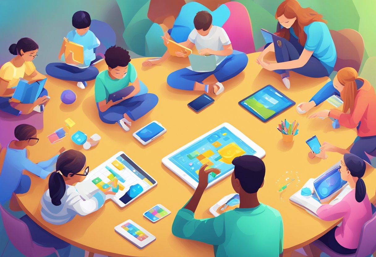 Educational Apps for Enhancing Mathematical Skills in Kids: A Guide to Fun Learning Educational Apps,Mathematic LearningMole A group of pre-teens and teenagers are engaged in using educational apps on their devices, focusing on enhancing their mathematical skills. The apps are interactive and engaging, with colorful graphics and challenging exercises