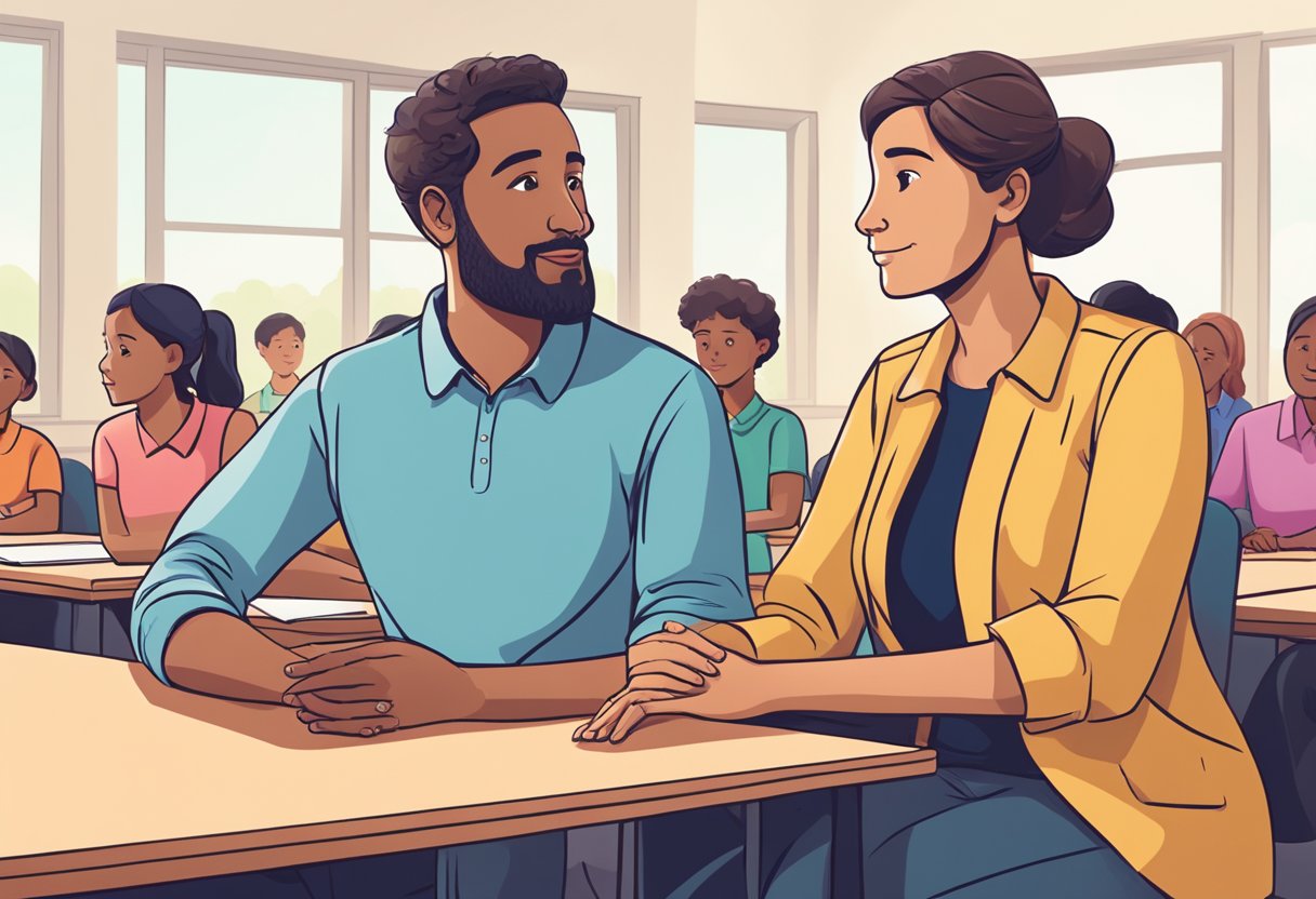 Navigating Difficult Conversations: Essential Strategies for Parents and Teachers to Engage Effectively Difficult Conversations, Parent, Teacher LearningMole A parent and a teacher sit facing each other, leaning in, with open body language. They are engaged in a conversation, nodding and listening attentively. A sense of understanding and empathy is evident in their expressions