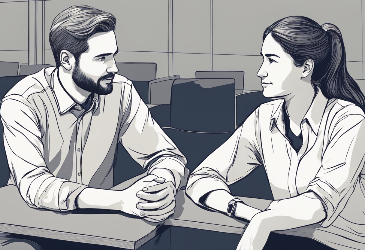 Navigating Difficult Conversations: Essential Strategies for Parents and Teachers to Engage Effectively Difficult Conversations, Parent, Teacher LearningMole Two figures sit across from each other, leaning in and engaged in conversation. Body language is open and attentive, with occasional nods and gestures. A sense of understanding and empathy is evident in the interaction