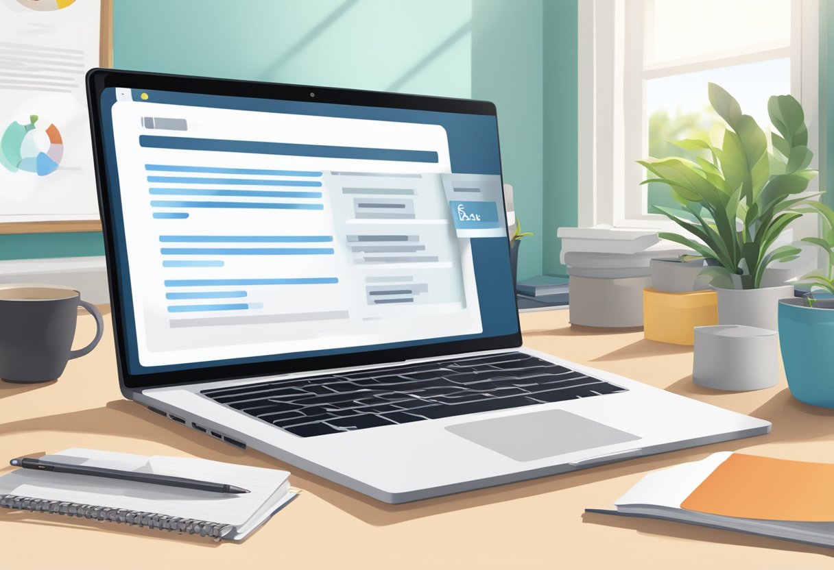 Enhancing Reading and Comprehension Skills Through Online Learning: Strategies for Success online learning, comprehension LearningMole A computer screen displaying an online learning platform with a FAQ section. Textbooks and a tablet are nearby