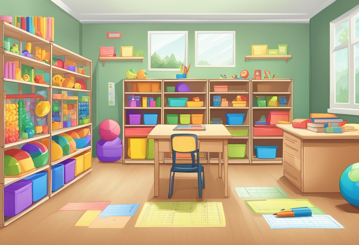 Creating an Effective Sensory Toy Library: Essentials for an Engaging Classroom Sensory Toy Library,classroom LearningMole A classroom with shelves stocked with various sensory toys, labeled with price tags. A budget spreadsheet and calculator on a desk