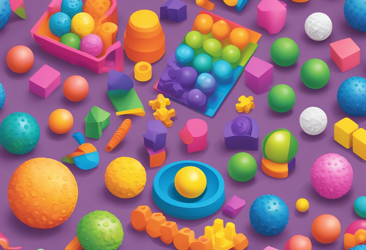 How Sensory Toys Can Enhance Learning in Special Education: Unlocking Potential with Play Sensory Toys LearningMole A variety of sensory toys are arranged in an organized display, including textured balls, squishy fidgets, and colorful tactile puzzles. The toys are positioned on a table with a backdrop of educational materials, creating a stimulating environment for learning