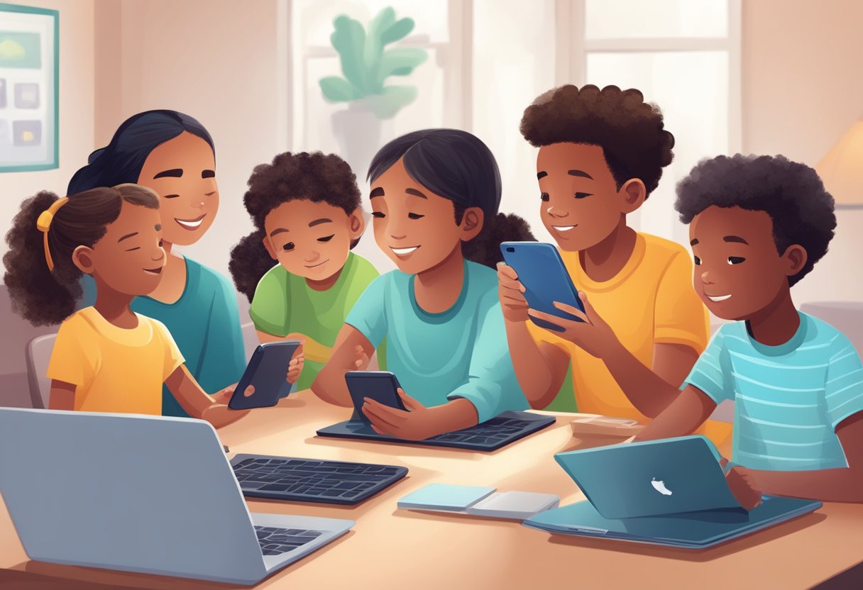 The Fundamentals of Digital Citizenship: A Guide for Parents and Educators Digital citizenship LearningMole A group of diverse children engage with digital devices under the guidance of adults, demonstrating safe and responsible technology use