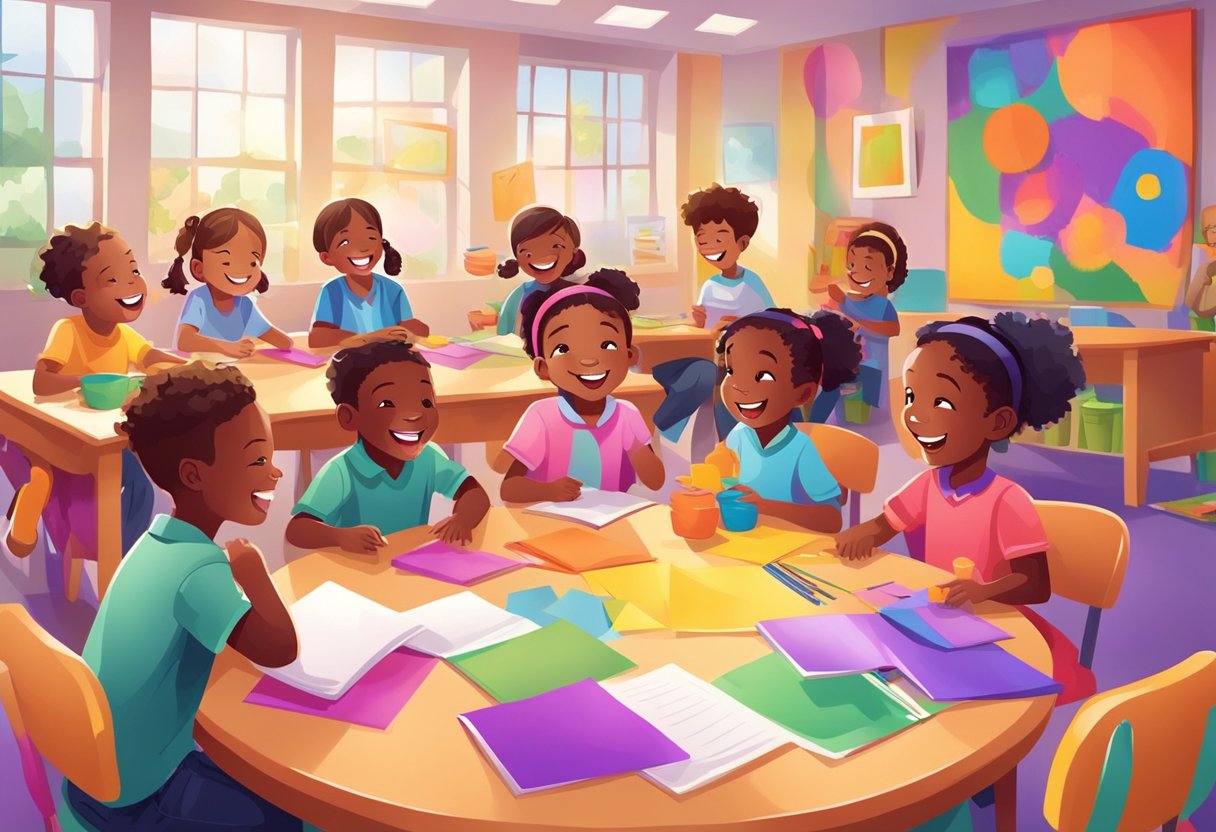 The Importance of Positive Peer Relationships in Primary Education: Nurturing Young Minds Positive Peer Relationships,student,Primary LearningMole Children laughing and playing together in a vibrant classroom, surrounded by colorful artwork and collaborative projects