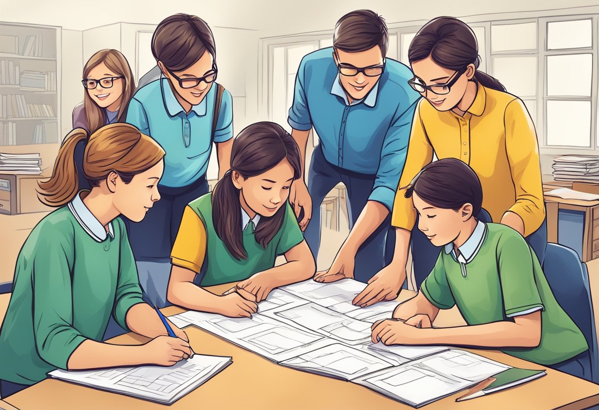 A group of primary school teachers engage in collaborative problem-solving activities, demonstrating teamwork and communication skills