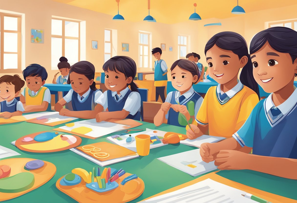 Primary school students engage in various extracurricular programs and play activities, promoting resilience and social skills. A diverse range of activities, from sports to arts and crafts, takes place in a vibrant and inclusive environment