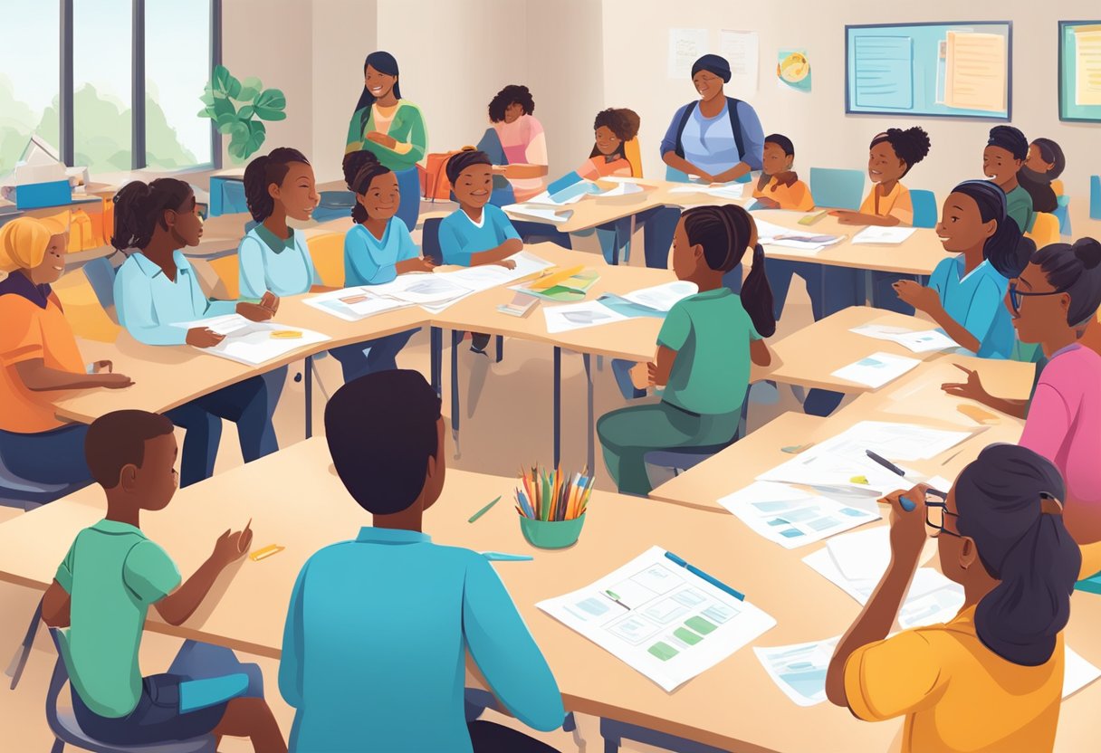 Primary school teachers engage in professional development workshops, collaborate on leadership strategies, and participate in skill-building activities