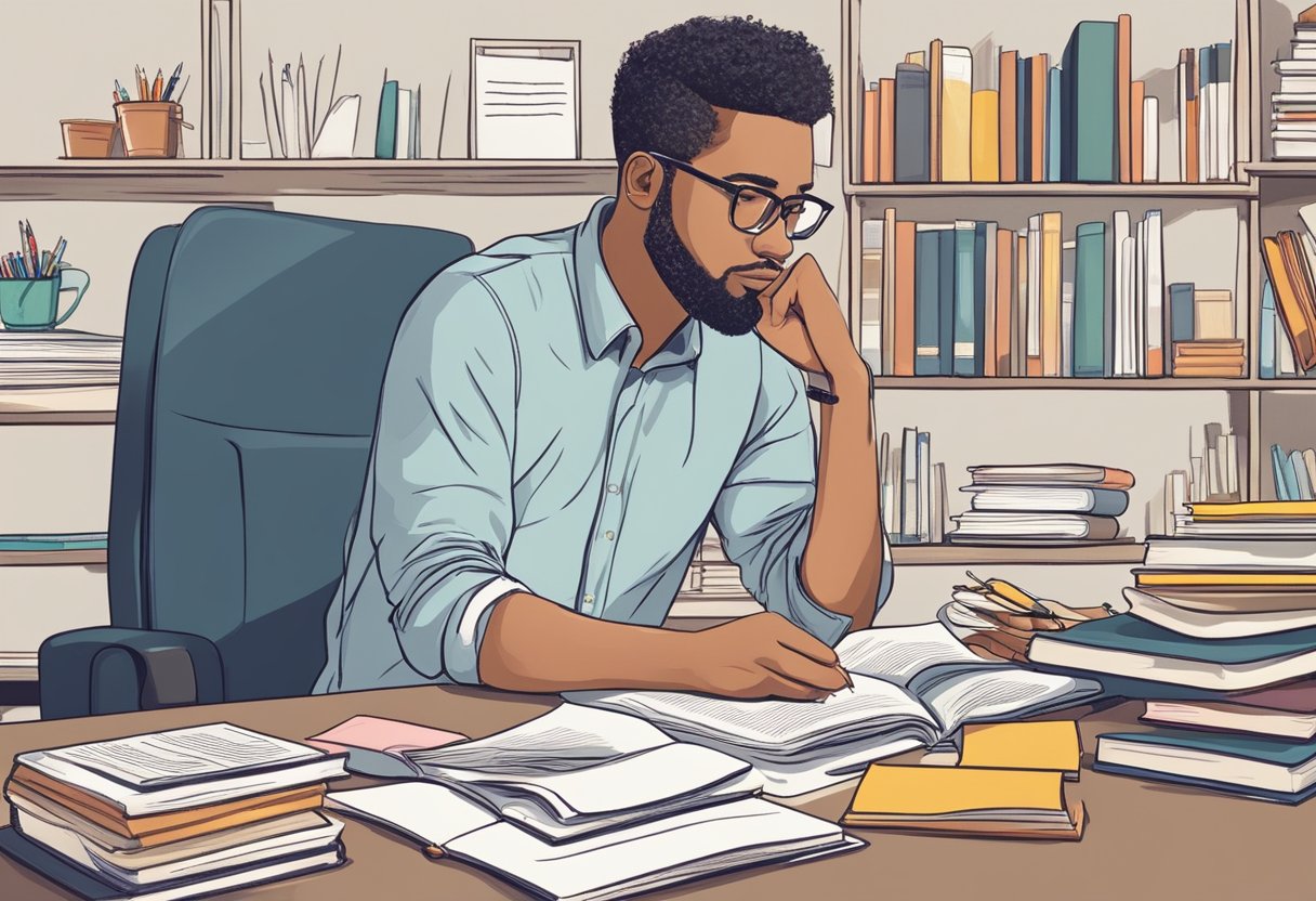 The Role of Metacognition in Student Learning and Self-Regulation: Enhancing Academic Success Metacognition LearningMole A student sitting at a desk, surrounded by books and notes, deep in thought while contemplating their learning process and self-regulation