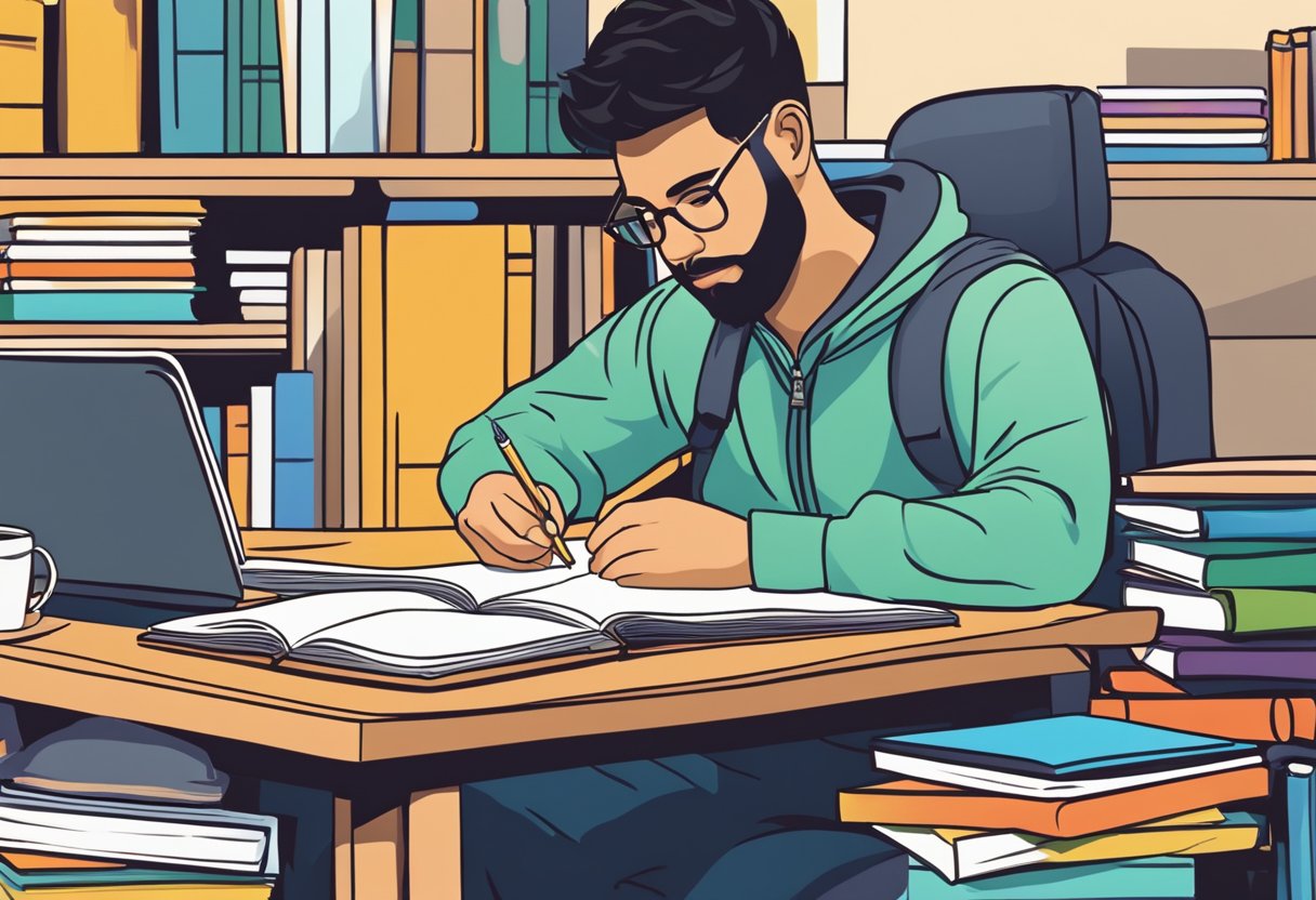 Assessing Student Learning Through Journals and Reflective Writing: A Guide to Effective Practice Reflective Writing, students LearningMole A student journaling at a desk, surrounded by books and writing materials, reflecting on their learning goals and achievements