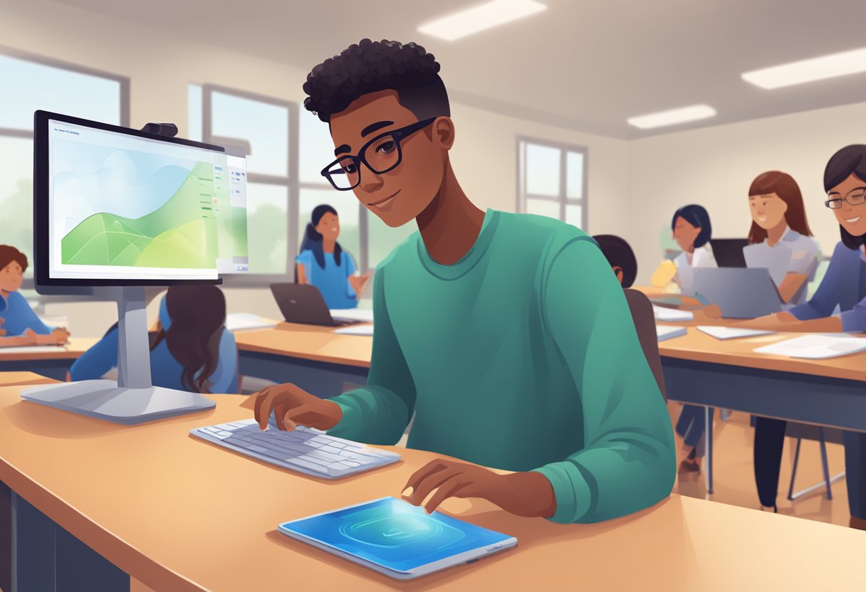 Formative Assessment Strategies for English Language Learners: Enhancing Classroom Success Formative Assessment LearningMole An ELL student using technology for formative assessment in an English class. Multiple devices and assessment tools are displayed on a desk
