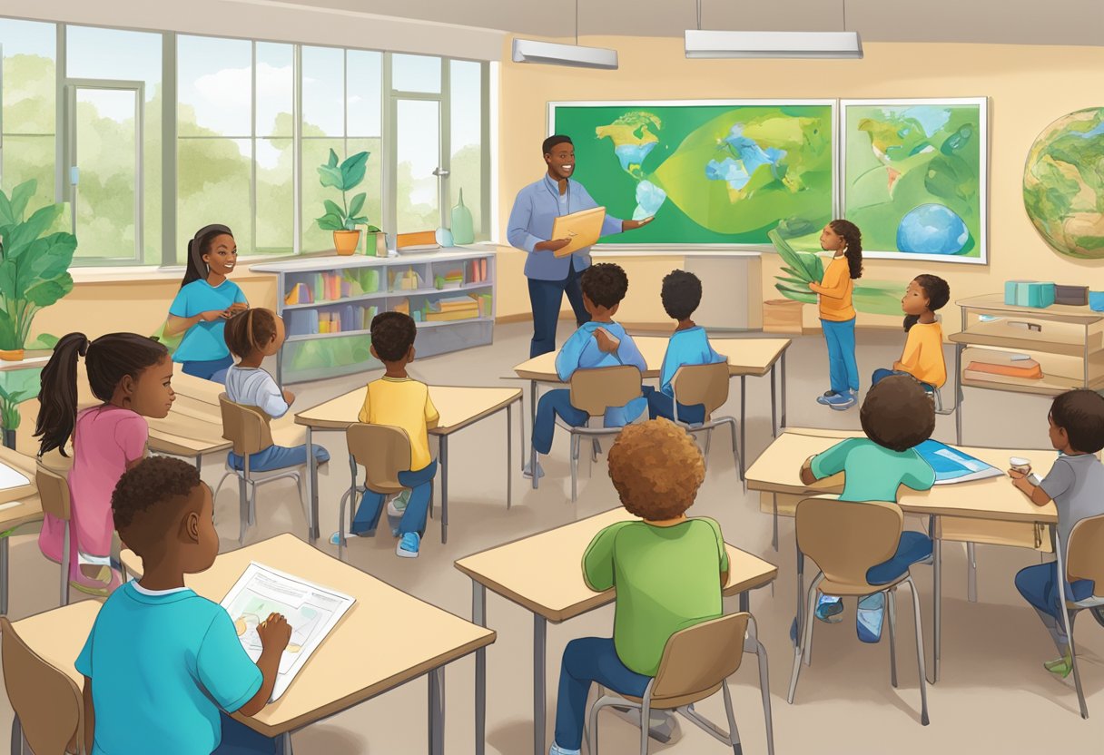 Teaching Sustainability: Professional Development Programmes for Eco-Conscious Primary Educators teaching sustainability, classroom, environment LearningMole A classroom setting with eco-friendly teaching materials, interactive learning activities, and engaged primary educators discussing sustainability concepts