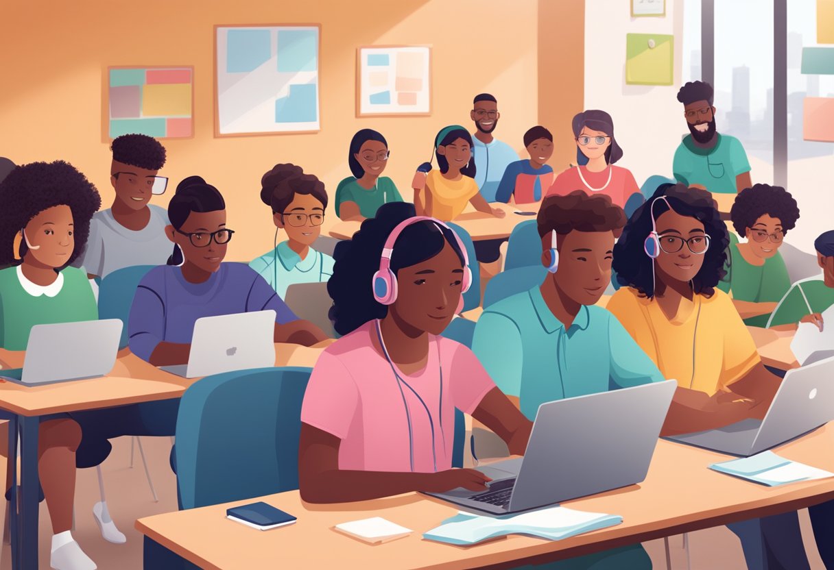 Using Online Collaboration Tools to Support Special Needs Education ONLINE COLLABORATION, Education LearningMole A group of diverse students engage in a virtual classroom setting, utilizing online collaboration tools to support their special needs education