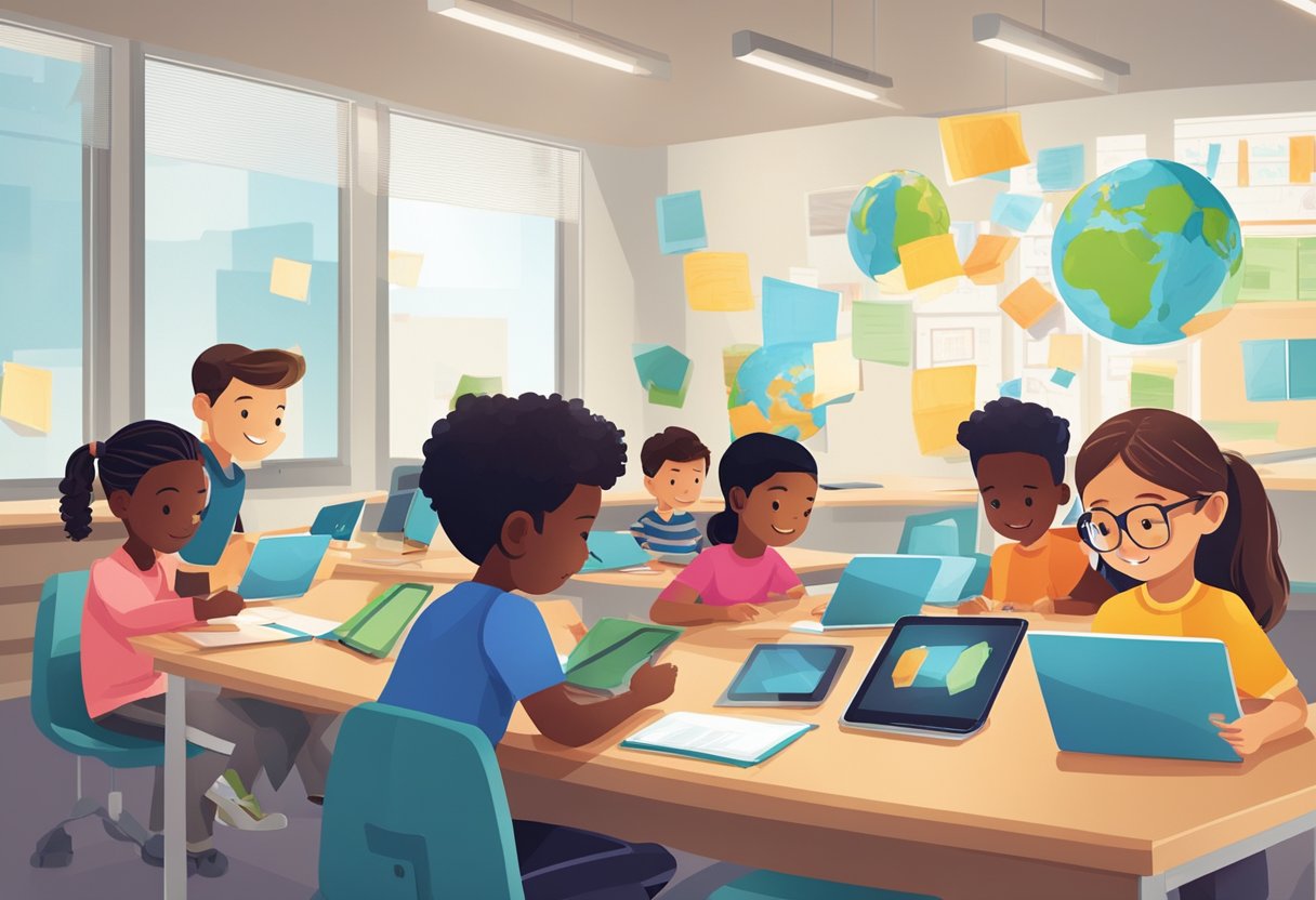 Innovative Ways to Use Collaboration Tools in Elementary Education Collaboration Tool, elementary education, collaboration LearningMole A group of elementary students sit at their desks, using tablets and laptops to collaborate on a project. They are sharing ideas and working together seamlessly using innovative collaboration tools