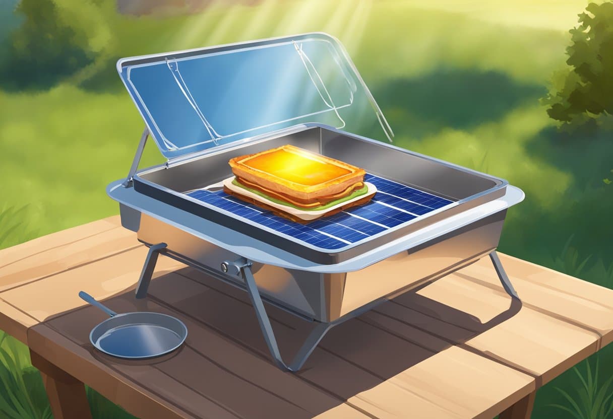 Homemade Solar Oven: Harnessing the Power of the Sun for Eco-Friendly Cooking solar oven LearningMole A portable solar oven sits on a picnic table, its reflective panels angled towards the sun. A pot of food is cooking inside, steam rising from the lid
