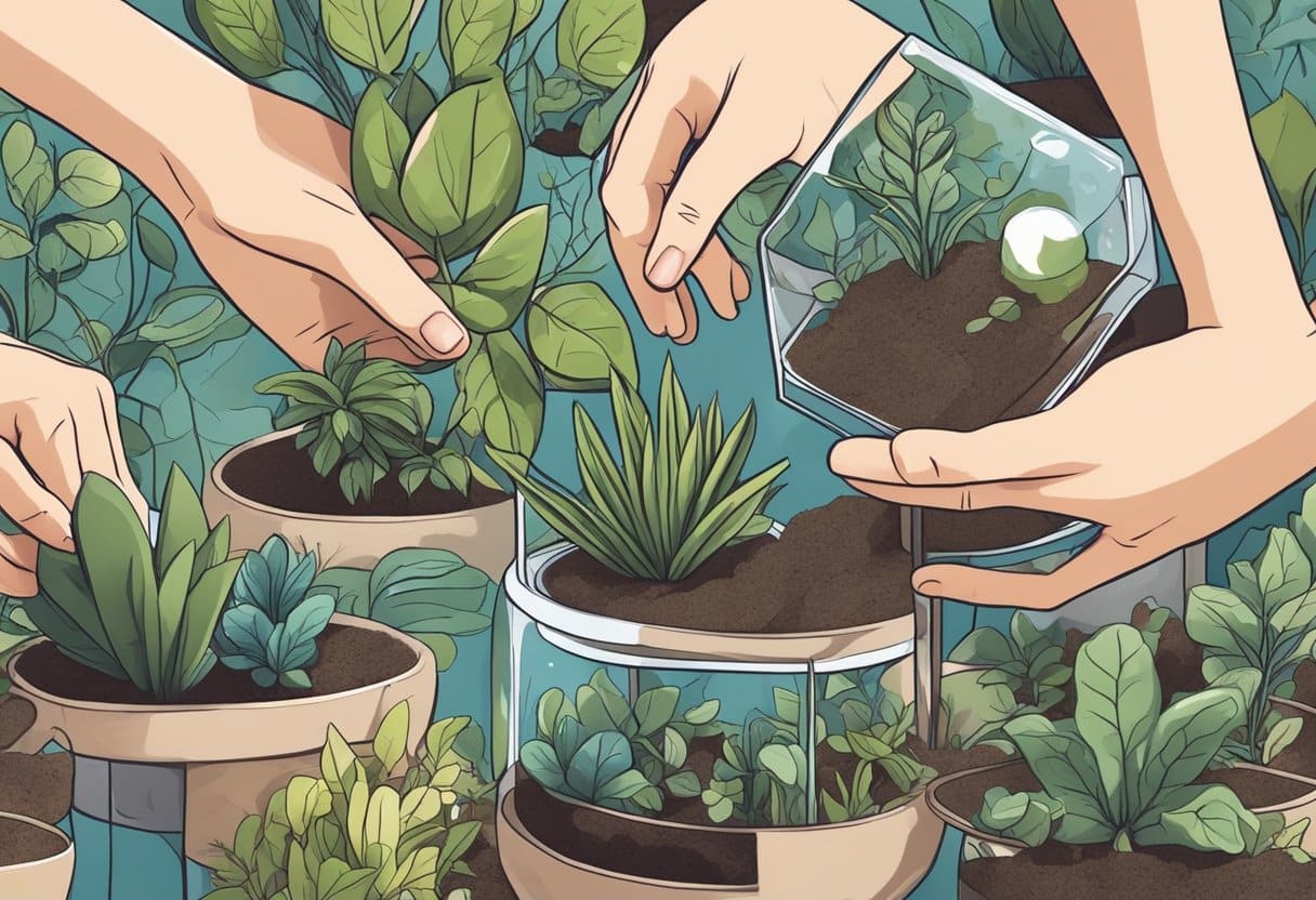 DIY Terrarium: Exploring Ecosystems and Plant Life Cycles at Home diy Terrarium, Terrariums, ecosystem LearningMole A hand reaches for small plants and soil, assembling a terrarium. The plants vary in size and color, creating a miniature ecosystem